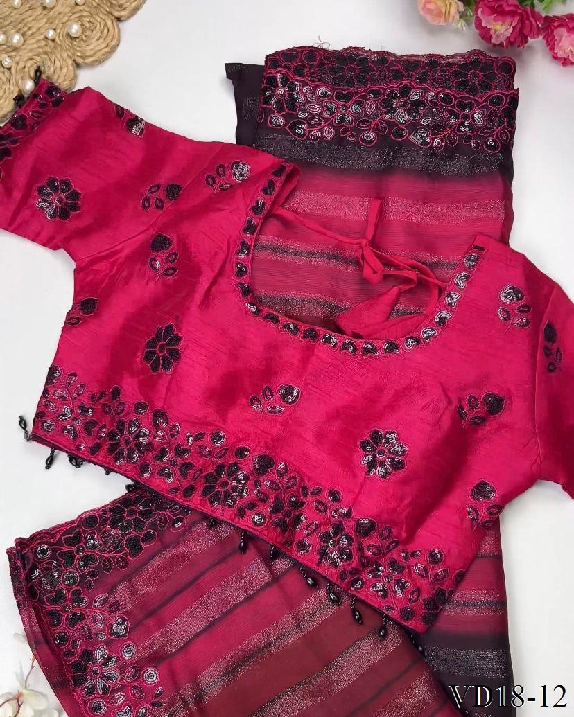 Pure Soft Georgette Pending Weaving Work Saree