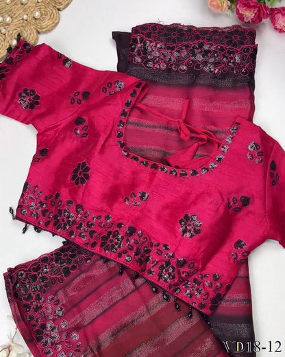 Pure Soft Georgette Pending Weaving Work Saree