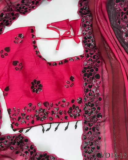 Pure Soft Georgette Pending Weaving Work Saree