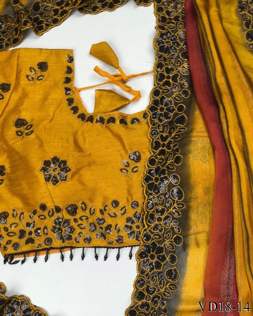 Pure Soft Georgette Pending Weaving Work Saree