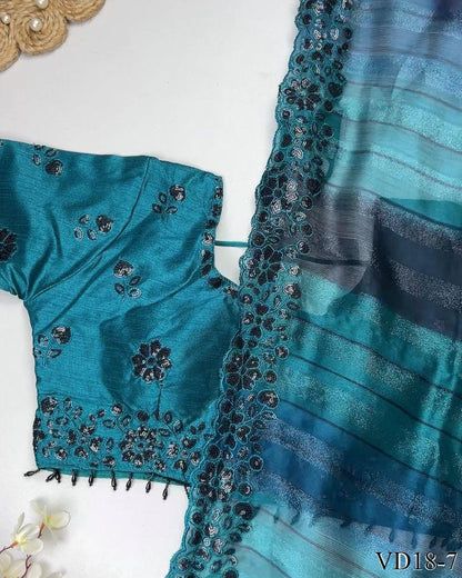 Pure Soft Georgette Pending Weaving Work Saree