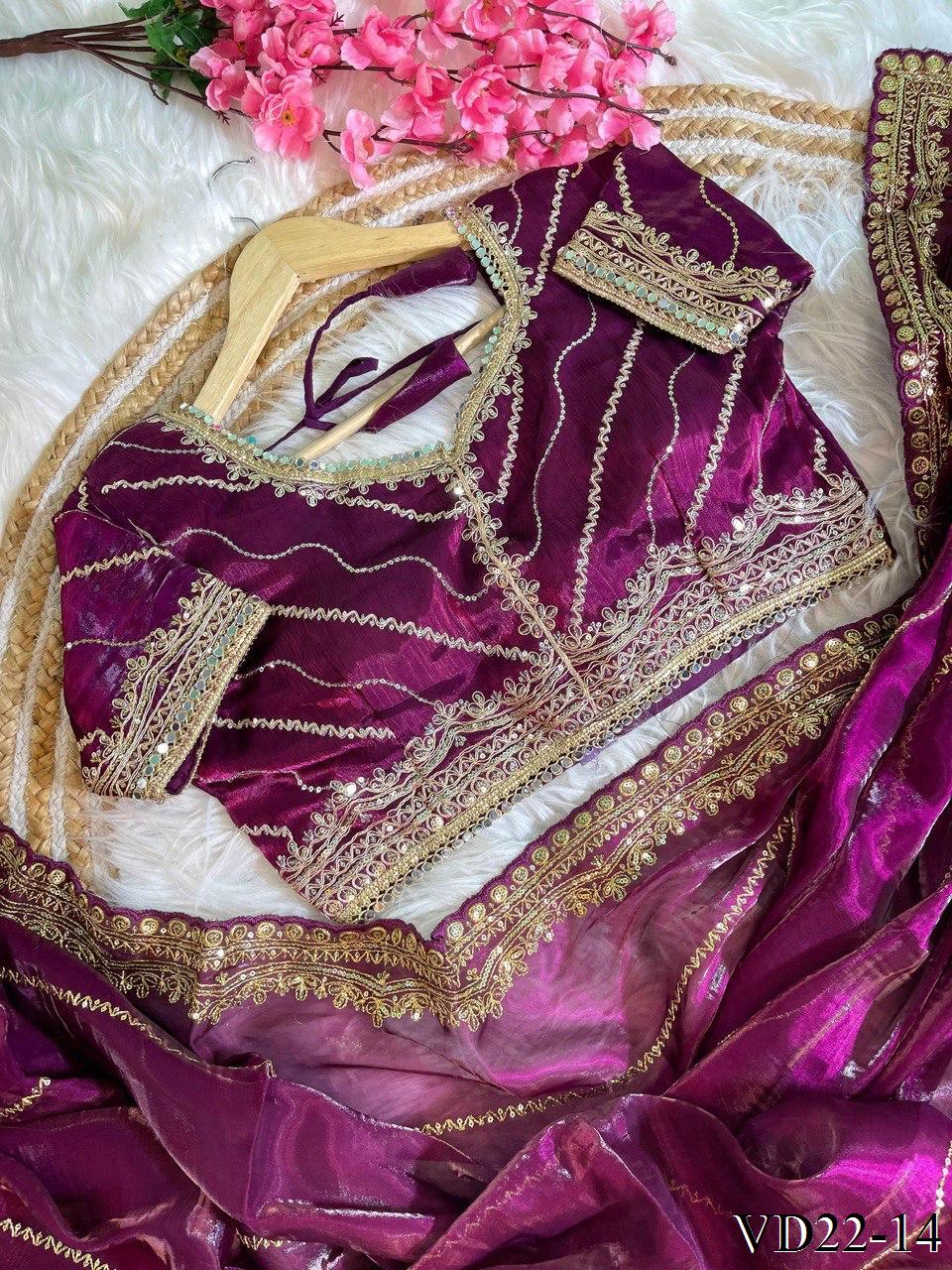 Pure Soft Zimmy Choo Embroidery Sequience Work Saree