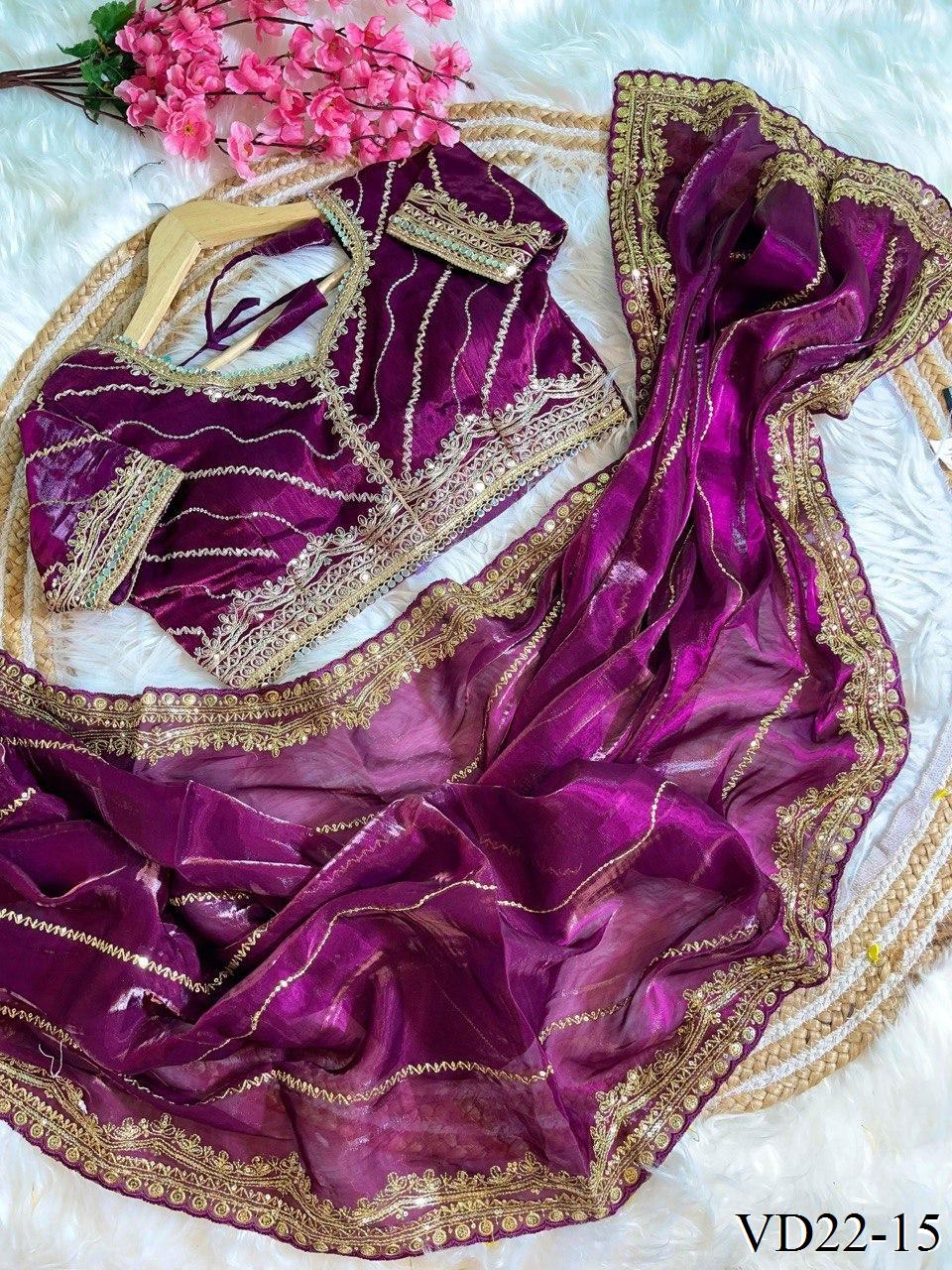 Pure Soft Zimmy Choo Embroidery Sequience Work Saree