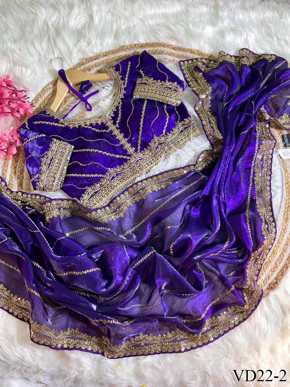 Pure Soft Zimmy Choo Embroidery Sequience Work Saree