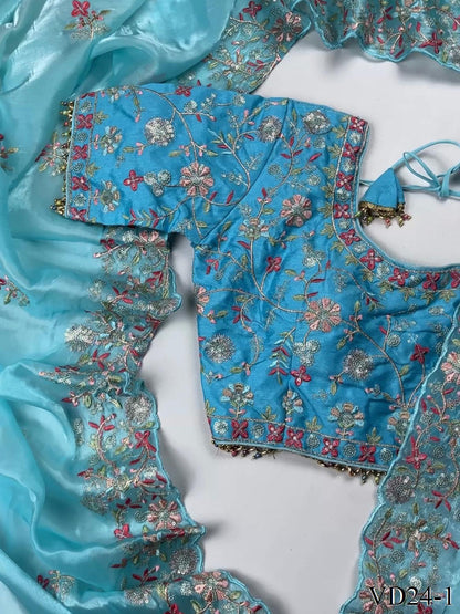 Very Soft Elegent Rich Look with Fancy Embroidery Work Saree