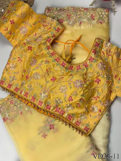 Very Soft Elegent Rich Look with Fancy Embroidery Work Saree