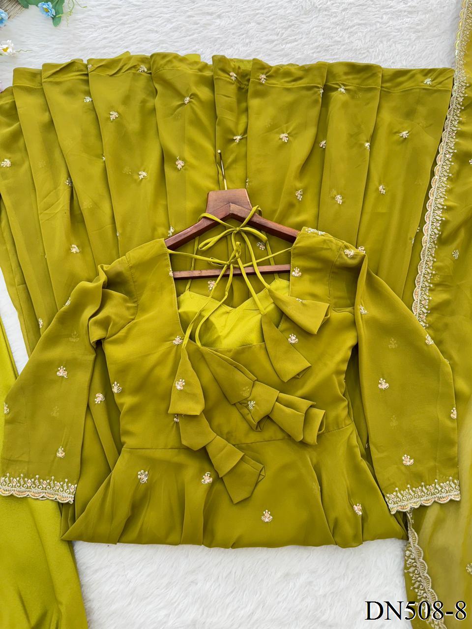 Red Color Fox Georgette Sequience Embroidery Work Gown