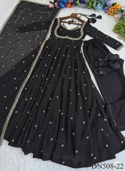 Red Color Fox Georgette Sequience Embroidery Work Gown