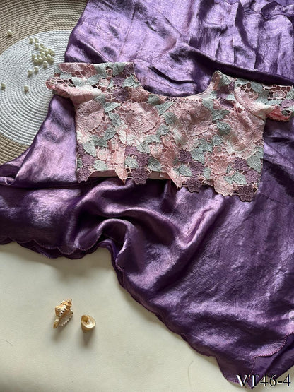 Fancy Smooth Space Silk With Embridery work Saree