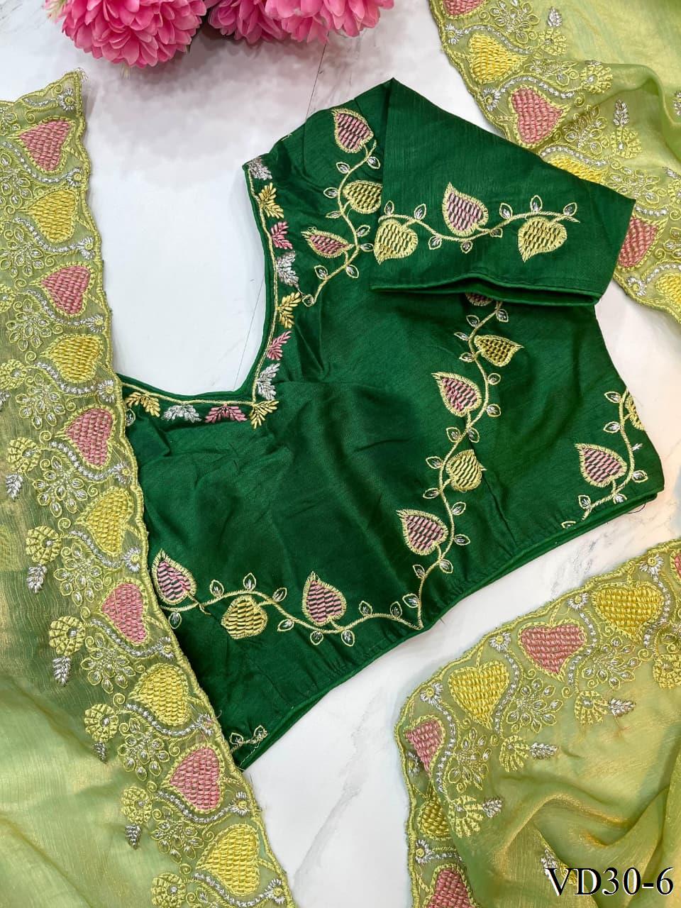 Pure Soft Fendy Chiffon With Heavy Embroidery Work Saree