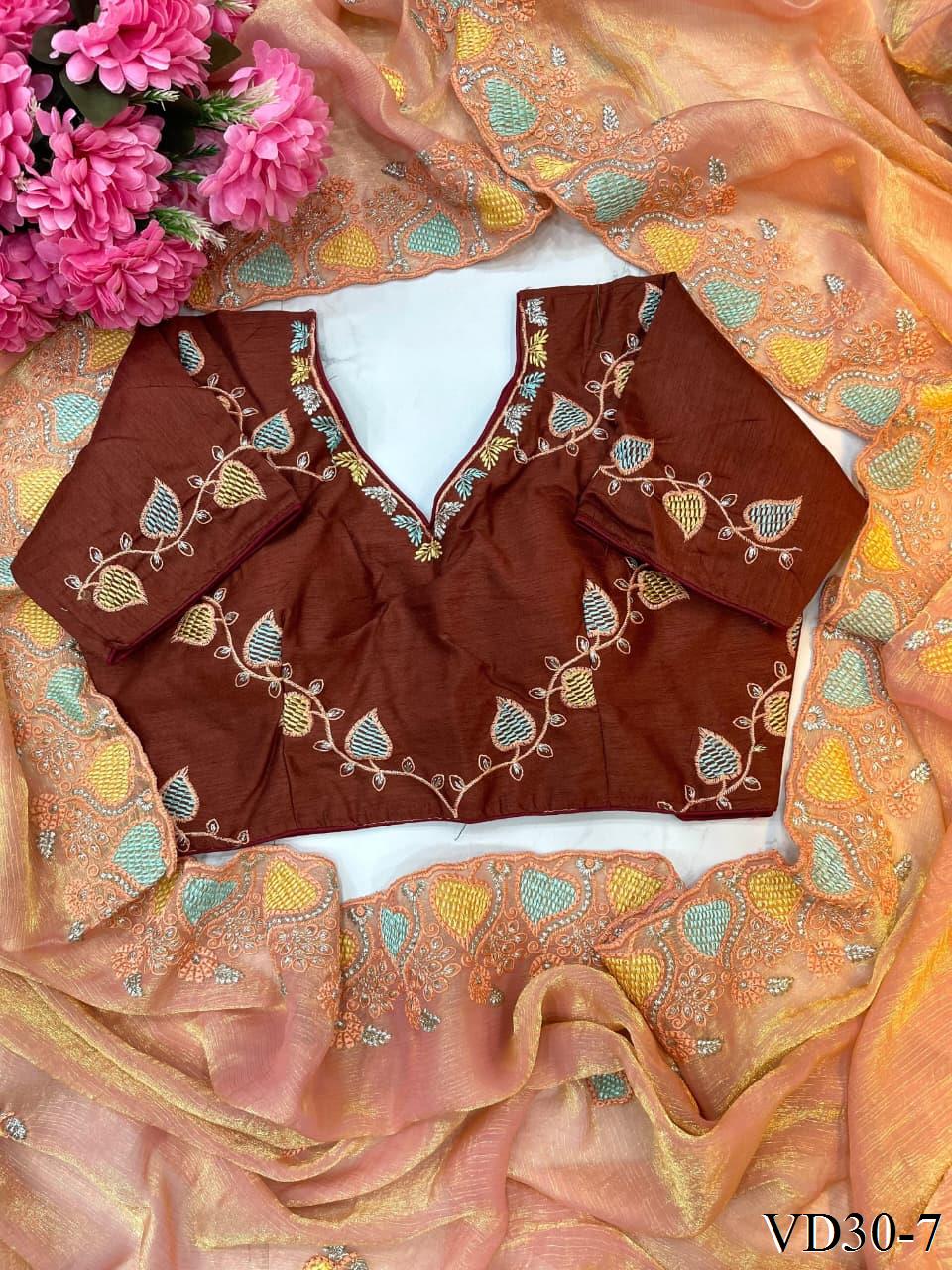 Pure Soft Fendy Chiffon With Heavy Embroidery Work Saree