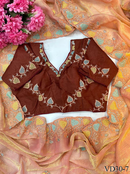 Pure Soft Fendy Chiffon With Heavy Embroidery Work Saree