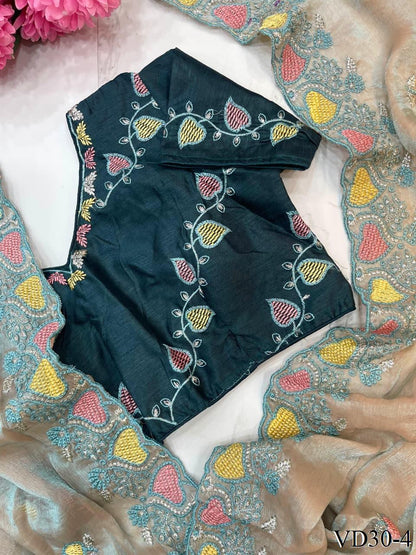 Pure Soft Fendy Chiffon With Heavy Embroidery Work Saree