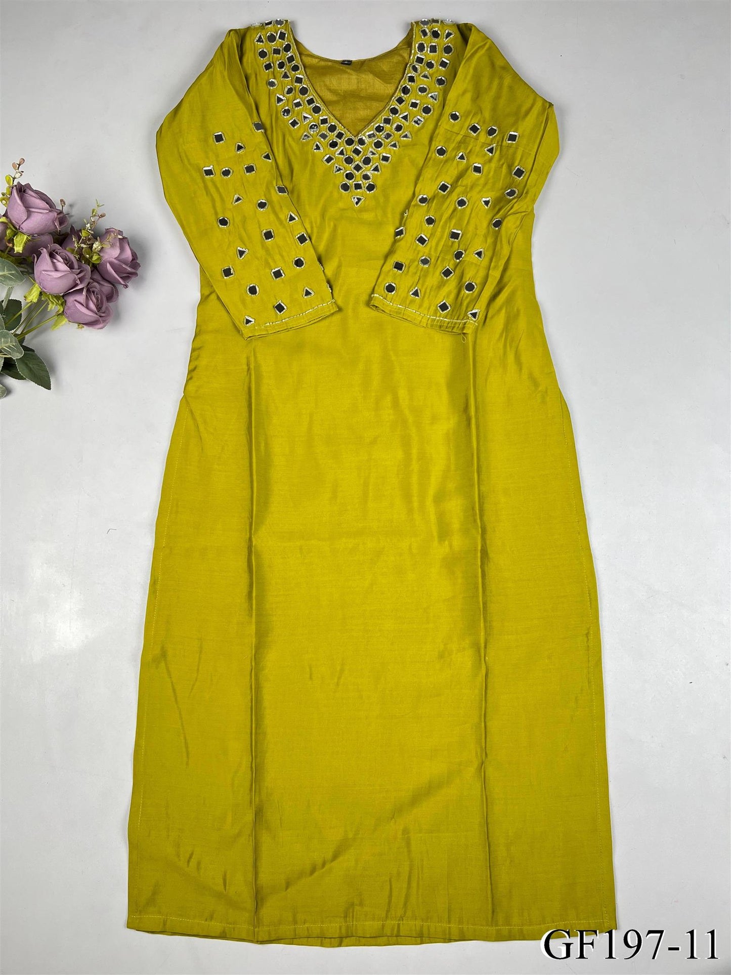 Pista Color Premium Roman Silk Real Mirror Work Top Pent