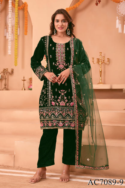 Beautifull Viscos Velvet With Embroidery Sequience Work Top Pent
