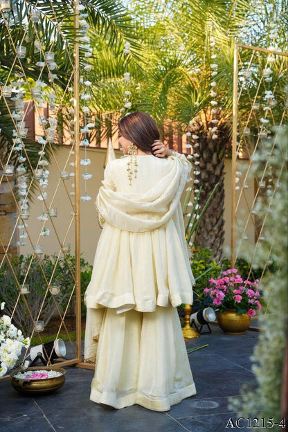 Real Mirror Work Neha Bhanderi White Color Chinon With Beautifull Coding Work Top Plazzo