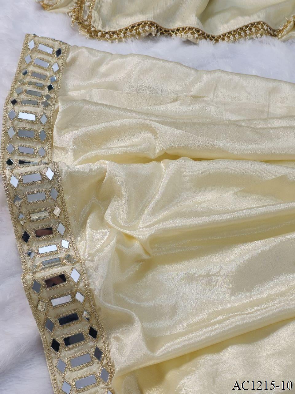 Real Mirror Work Neha Bhanderi White Color Chinon With Beautifull Coding Work Top Plazzo