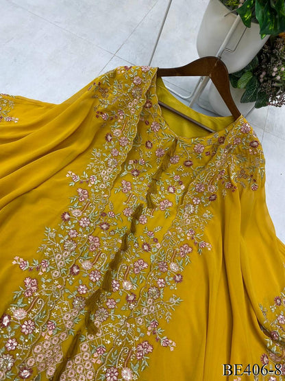 Beautifull Faux Georgette Sequience Embroidery Work Top Plazzo
