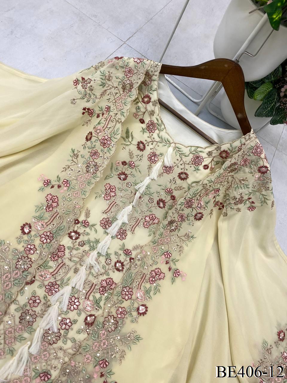 Beautifull Faux Georgette Sequience Embroidery Work Top Plazzo