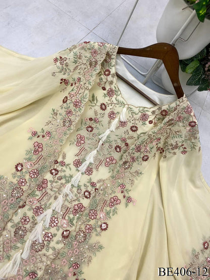 Beautifull Faux Georgette Sequience Embroidery Work Top Plazzo