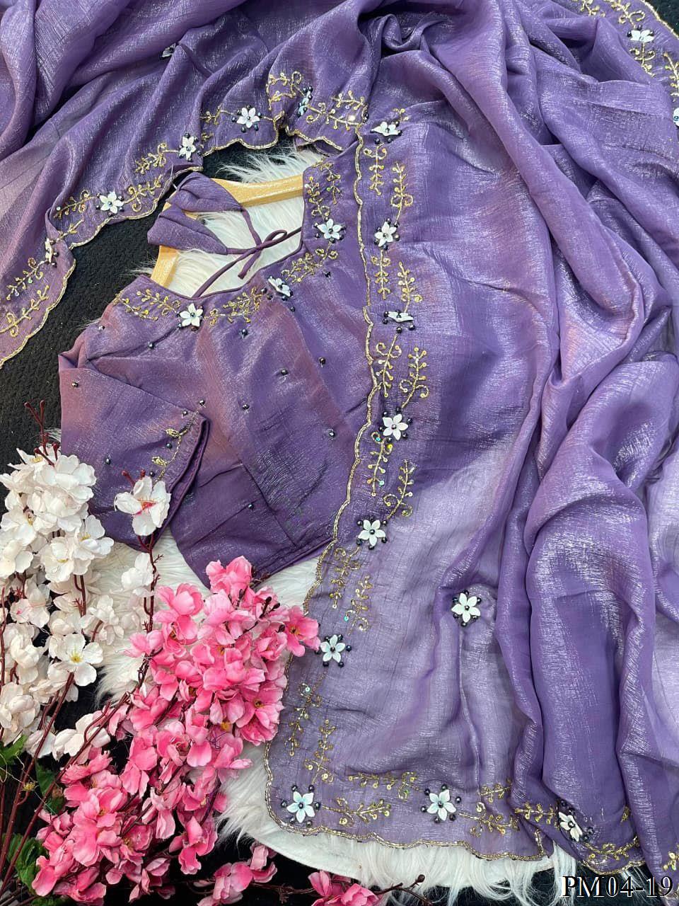 Beautifull Elegent Rich Look With Hand Khatli Work Saree