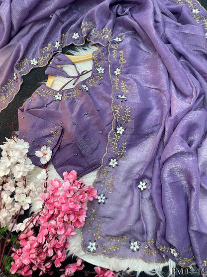 Beautifull Elegent Rich Look With Hand Khatli Work Saree