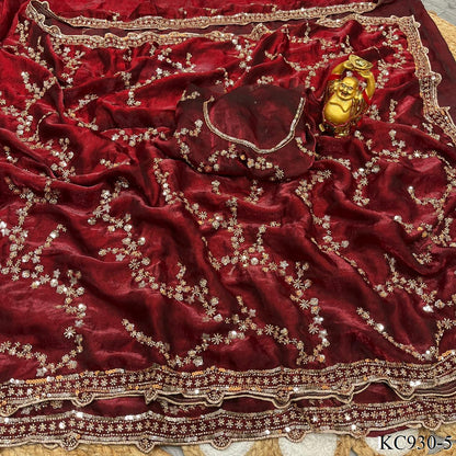 Beautifull Space Silk With Sequience And Cutdana Work Saree