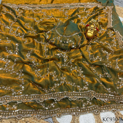 Beautifull Space Silk With Sequience And Cutdana Work Saree