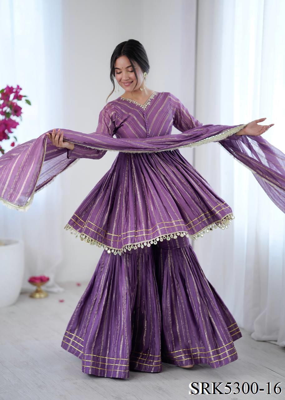 Beautiful Mal Chanderi With Real Mirror Handwork Sharara Suit