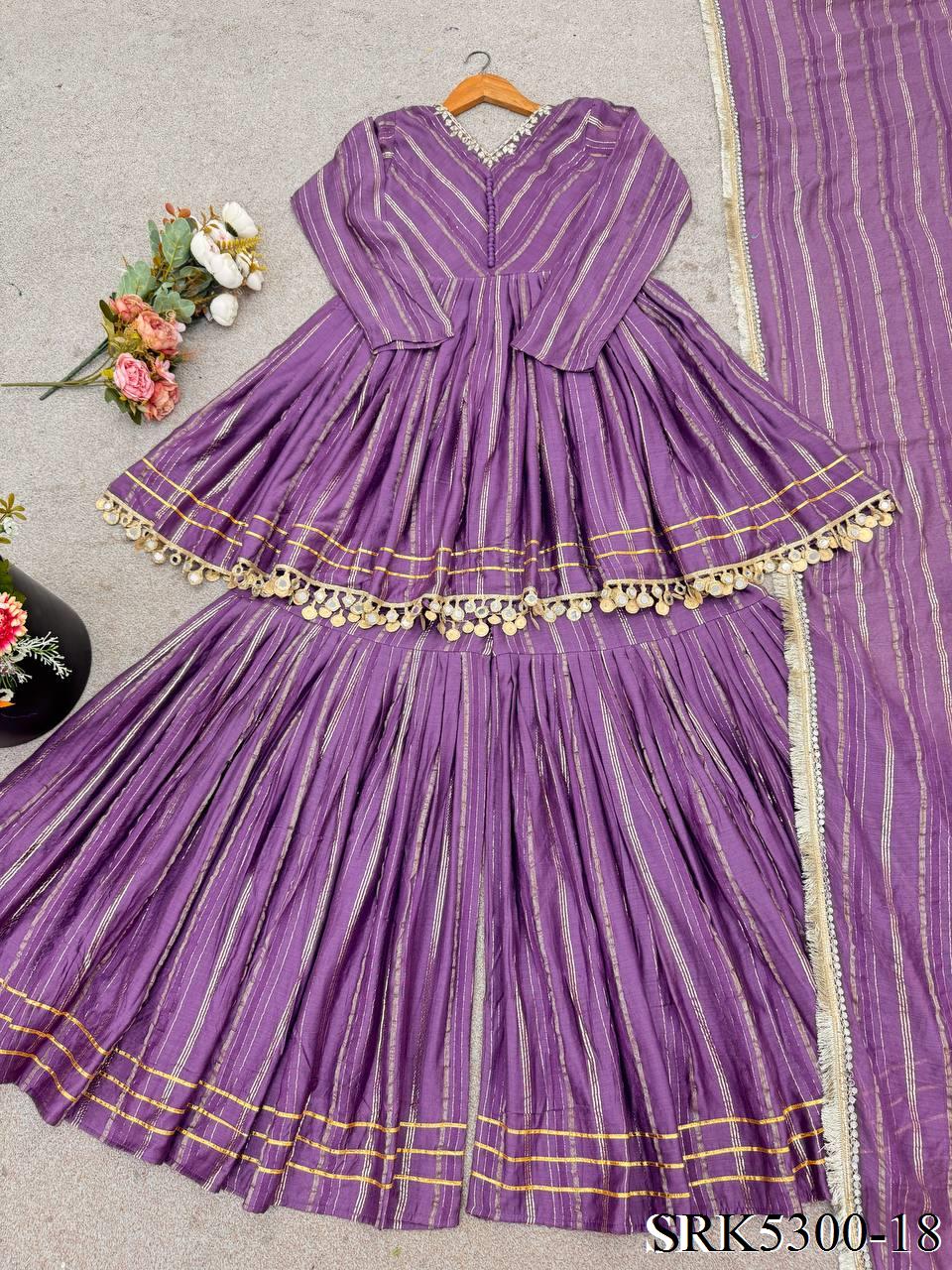 Beautiful Mal Chanderi With Real Mirror Handwork Sharara Suit