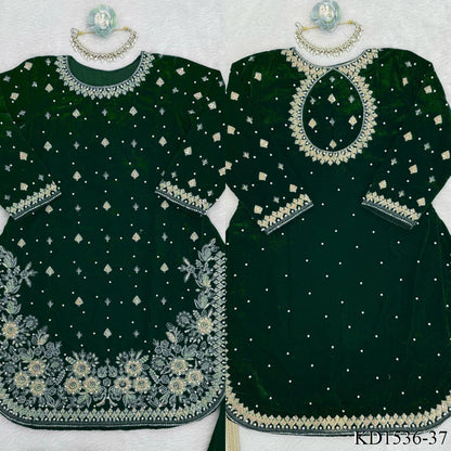 Heavy Viscose Velvet With Sequience With Pearl Work Top Plazzo