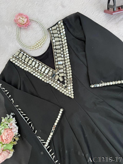 Real Mirror Work Neha Bhanderi White Color Chinon With Beautifull Coding Work Top Plazzo