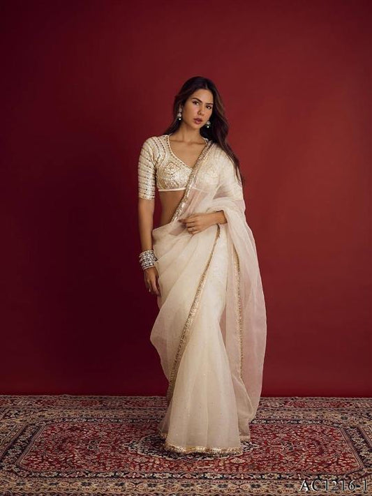 Soft Georgette Beautifull Gota Lace Work Saree