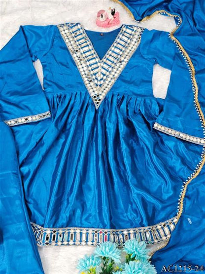 Real Mirror Work Neha Bhanderi White Color Chinon With Beautifull Coding Work Top Plazzo