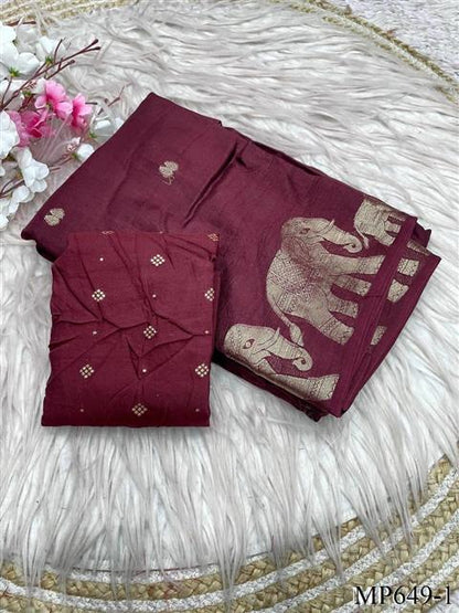 Beautifull Soft Khadi Silk With Beautifull Zari Work Saree