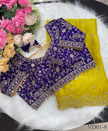 Pure Soft Fendy Silk With Embroidery Work Saree