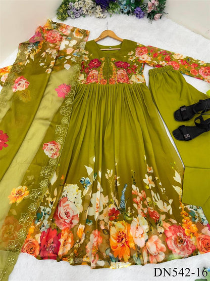 Beautifull Fox Georgette Hand Neck Work Gown