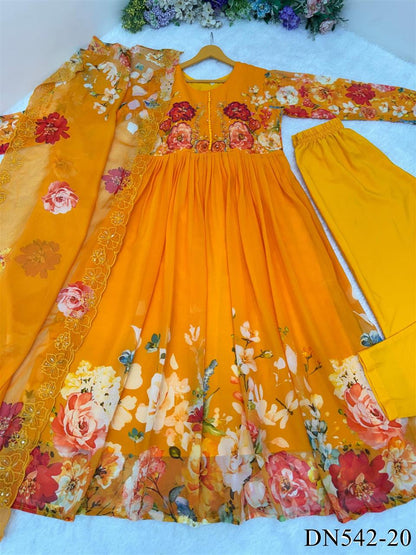 Beautifull Fox Georgette Hand Neck Work Gown