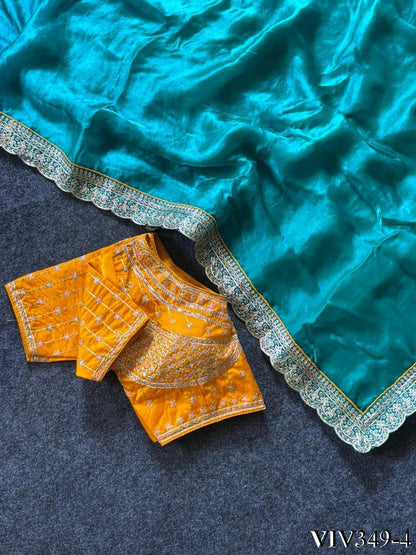 Beautiful Fandy Sartin With Border Embroidery Work Saree