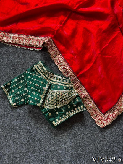 Beautiful Fandy Sartin With Border Embroidery Work Saree