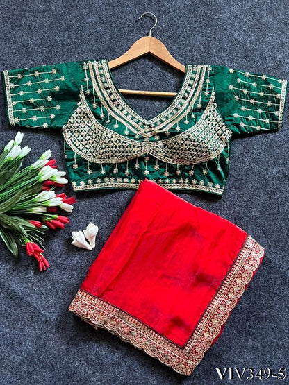 Beautiful Fandy Sartin With Border Embroidery Work Saree