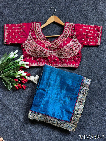 Beautiful Fandy Sartin With Border Embroidery Work Saree