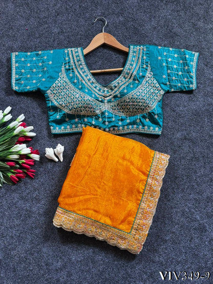Beautiful Fandy Sartin With Border Embroidery Work Saree