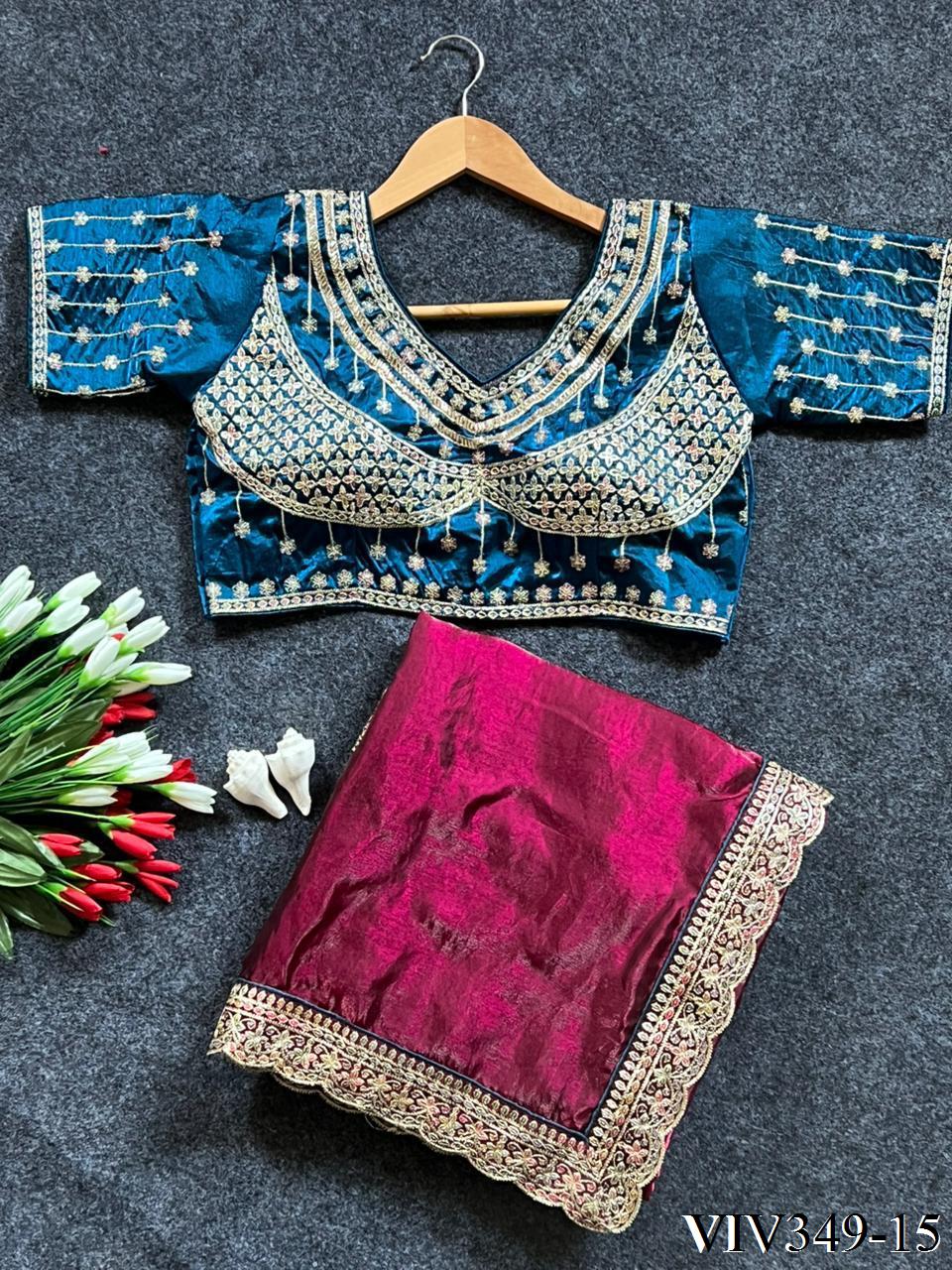 Beautiful Fandy Sartin With Border Embroidery Work Saree