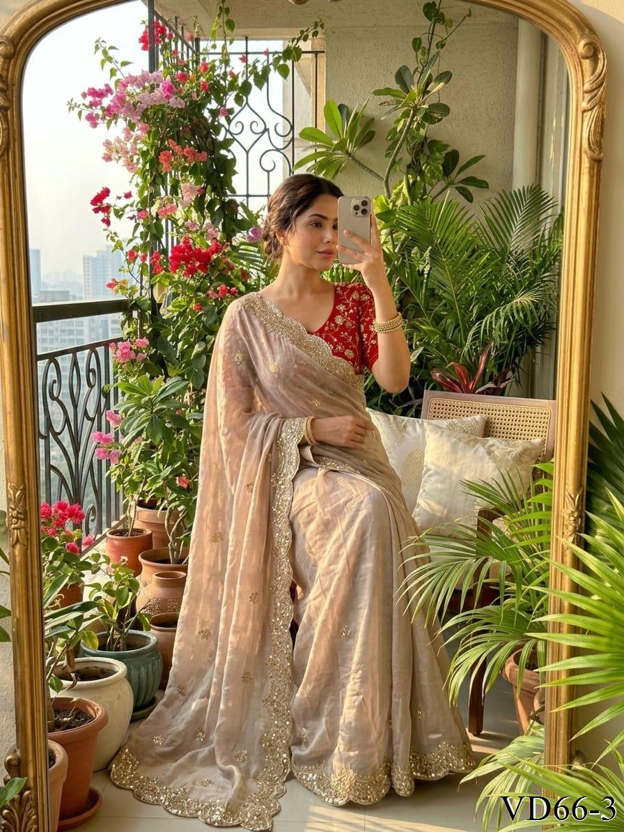 Beautiful Rich Moss Fabric Saree With Elegant Sequence Zari & Embroidery Work
