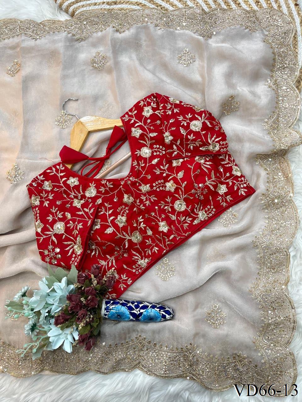 Beautiful Rich Moss Fabric Saree With Elegant Sequence Zari & Embroidery Work