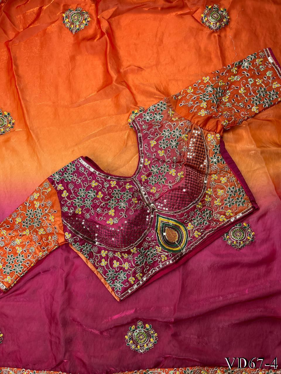 Beautifull Elegent Rich Look With Coding Embroidery Work Saree