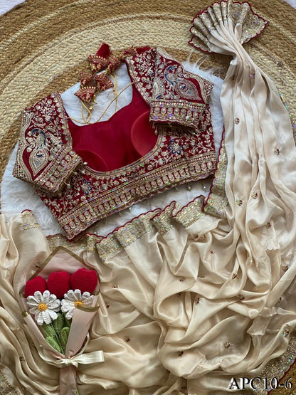 Beautiful Soft Rangoli Silk With Sequins Jari & thread Embroidery Work Saree