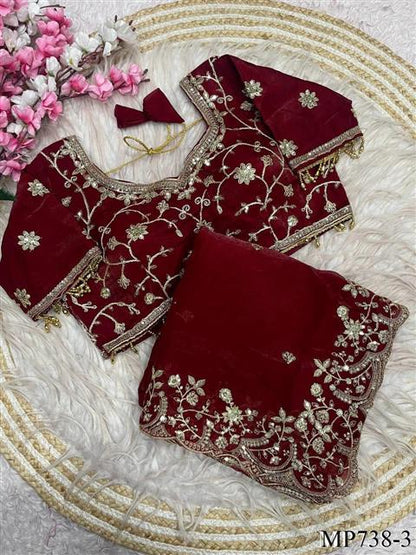 Beautiful Soft Rich Fendy Satin Silk With Sequence Embroidery Work Saree