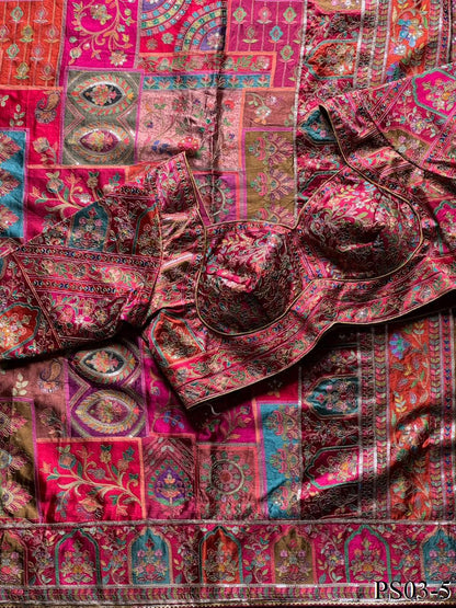 Most Viral Crepe Fabric With Printed Pattern Sequience Work Saree
